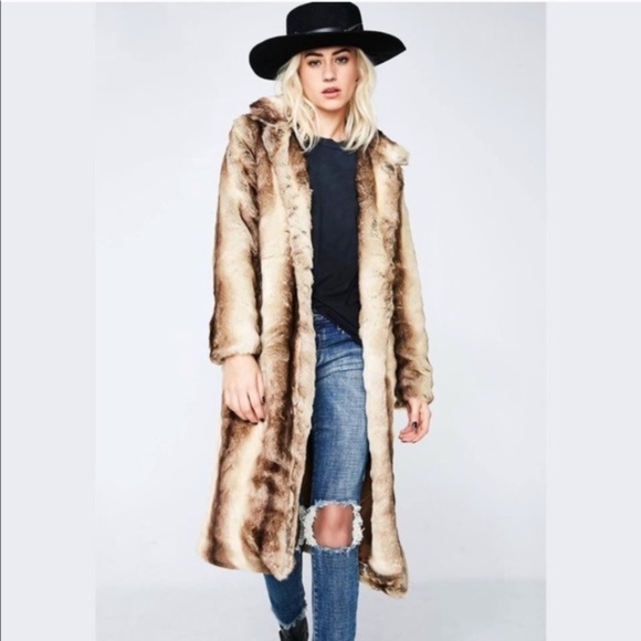 Dolls Kill Jackets & Blazers - Dolls Kill CELEBRITY FAUX MINK LONG LINE COAT
